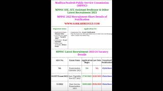 Madhya Pradesh MPPSC New Recruitment 2023 Apply Online Form, Exam Calendar, Notification Download