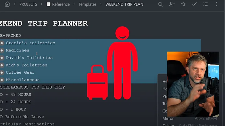 Flexible trip planning in Workflowy
