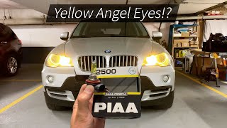 Replacing BMW X5 E70 Angel eyes DRL bulbs with YELLOW halogen