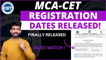 MCA CET Registration Dates Released 2023 | Mca Cet Application form 2023