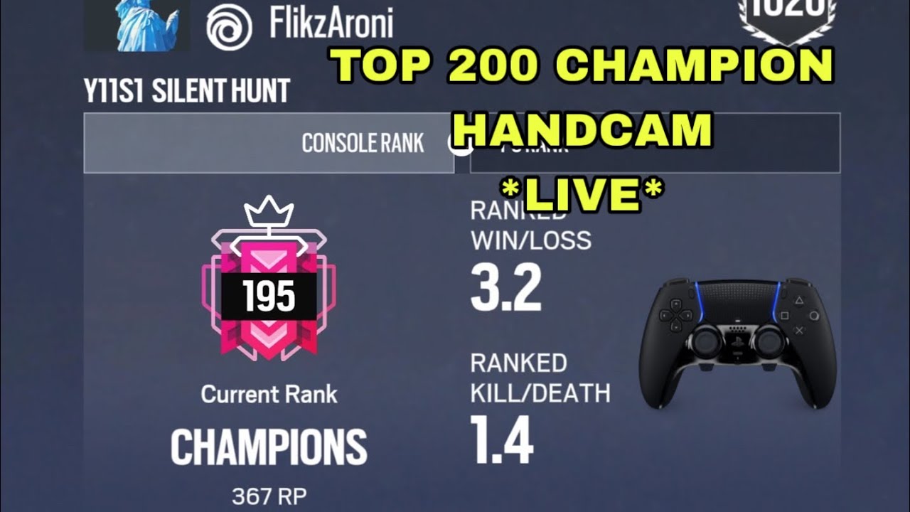 TOP CHAMPION RANKED | HANDCAM *LIVE* | Rainbow 6 Siege High Sensitivity ...