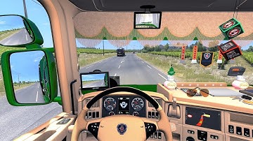 Euro Truck Simulator 2 (v1.38) - Scania RJL Tuning + V8 Sound + Skin + Interior [Paintable Krone]