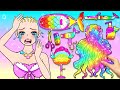 [🐾paper diy🐾] Poor vs Rich Rapunzel Mermaid Rainbow New Hair | Rapunzel Compilation 놀이 종이
