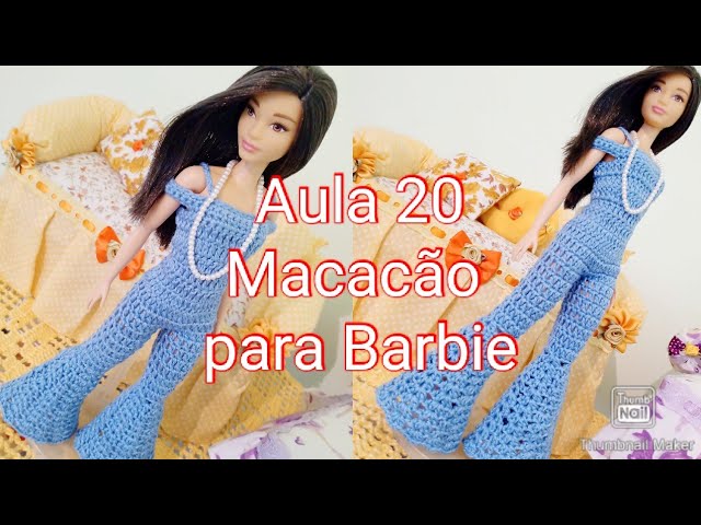 Roupa para boneca Barbie em croche - macaquinho curto em Promoção