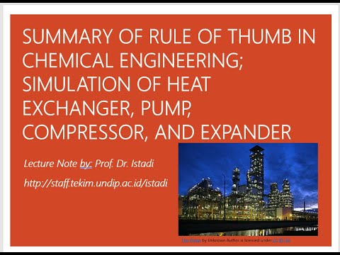 Selected Rule of Thumb in Chemical Engineering; Heat Exchangers; Pump; Compressor; Piping (S1 Undip)