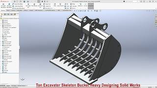 20 Ton Excavator Skeleton Bucket Design | SolidWorks 2023 Tutorial (Heavy CAD Modelling) #3dmodeling
