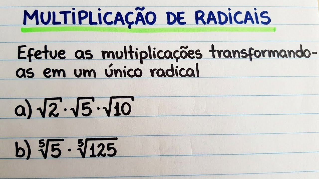 Agora Você Aprende Multiplicação de Raízes de Índices Diferentes - YouTube