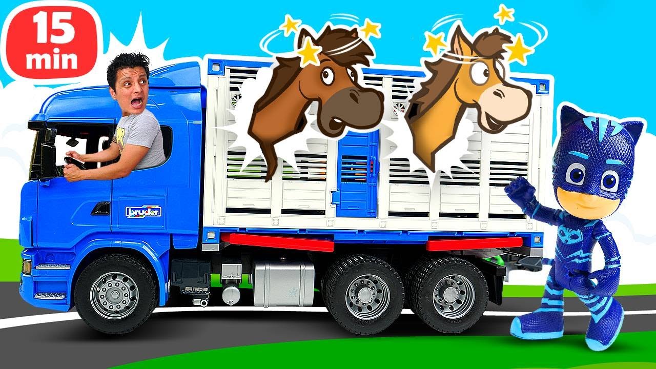 🚗 ¡Juegos de coches con los PJ Masks! 🚗 Videos de animales de la granja