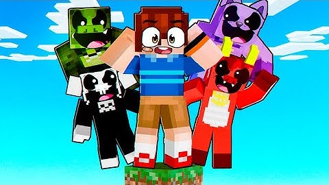 One Block Skyblock with POPPY PLAYTIME NIGHTMARE CRITTERS