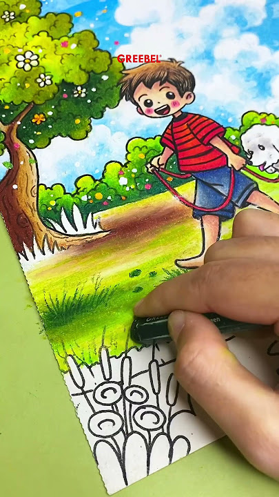 Tutorial mewarnai tanah menggunakan krayon Greebel 🥰🎨 #greebel #krayongreebel