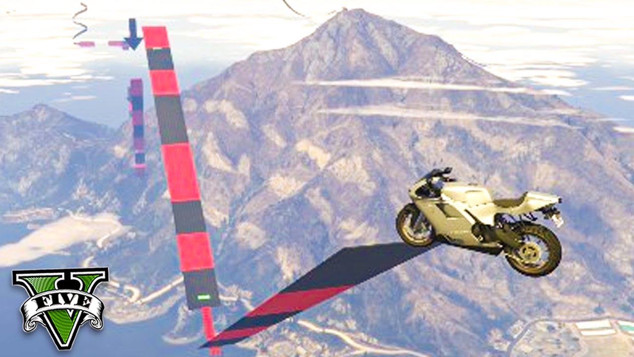 GTA V Online: 1000x PULOS DE MOTO BATI pelo MAPA DO GTA!!! - YouTube