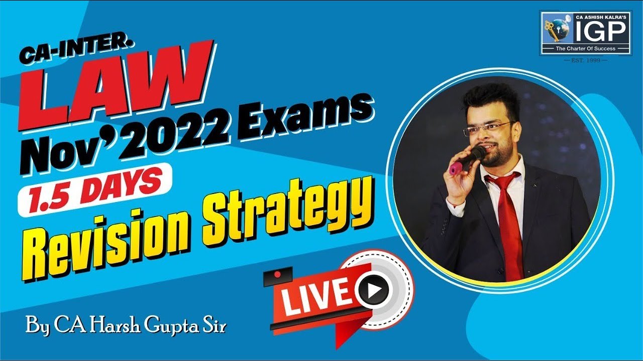 1.5 Days Revision Strategy for CA Inter Law | Nov 2022 Exams | By CA ...