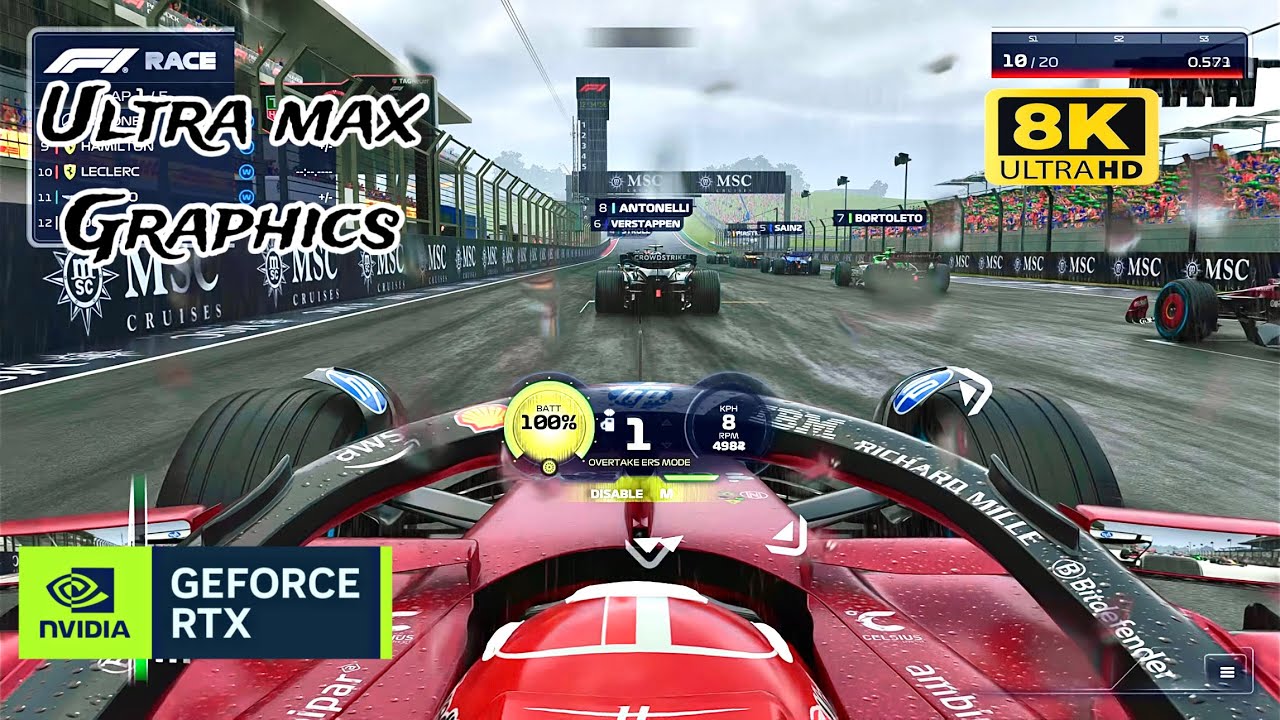 Ultra Max Graphics F1 25 | Austin GP Wet | 8K 120fps