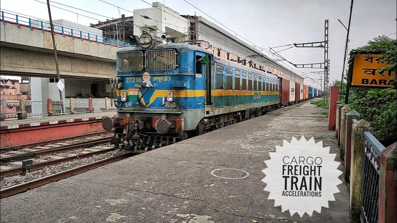 SMOOTH ACCELERATION OF  CARGO FREIGHT TRAIN || GONDA WAG-7 || INDIAN RAILWAYS