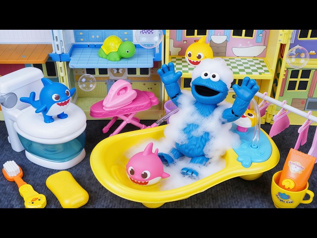 Satisfying Unboxing Sesame Street Cookie Monster Baby Shark Bathtub Toys Collection Review ASMR