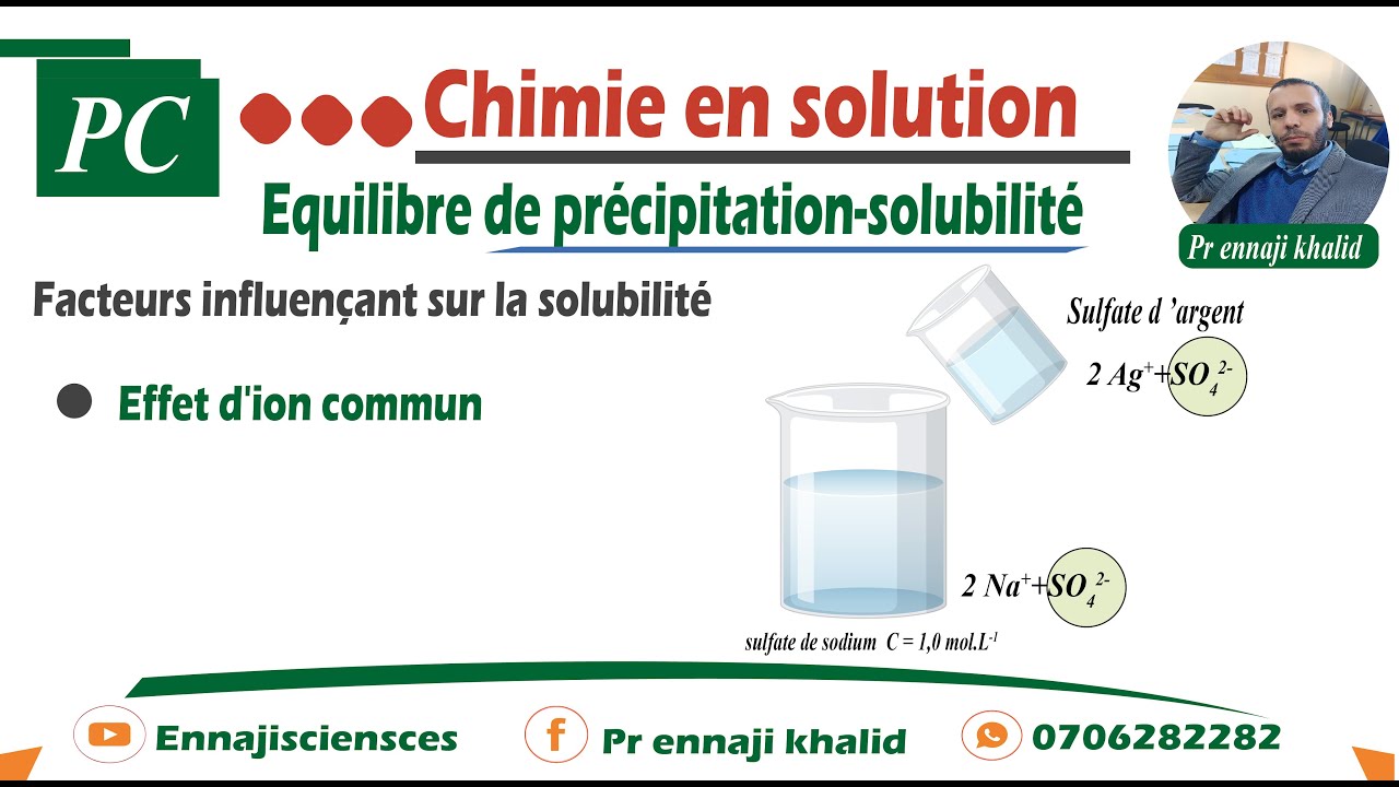 Facteurs influençant sur la solubilité Effet d'ion commun