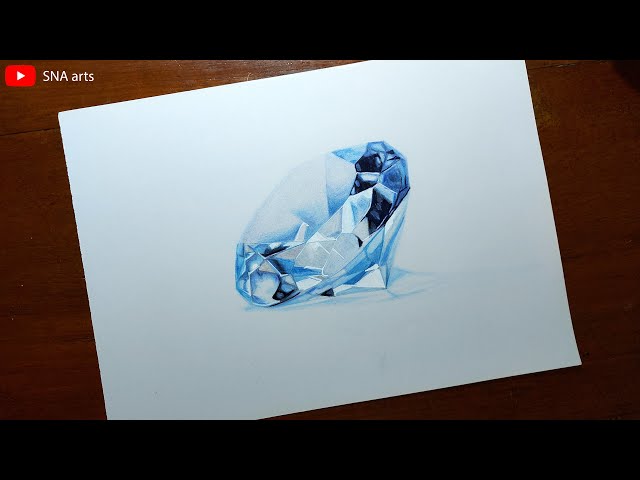 How To Draw Realistic Diamond With Faber Castell 48 Classic Colour Pencils  - YouTube