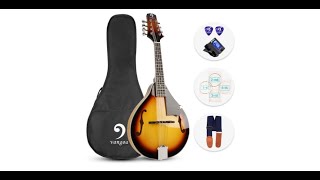 Vangoa A Style Mandolin Musical Instrument Sunburst, 8 String Acoustic Mandolin with Tuner -Overview