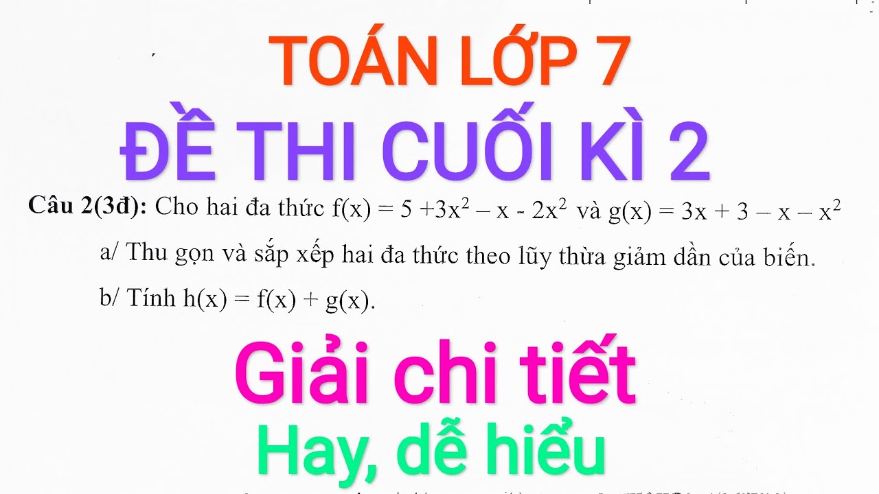 Đề thi toán học kì 2 lớp 7 | Đề thi toán lớp 7 học kì 2 năm 2021 (đề 1 câu 2) | bibon 1217