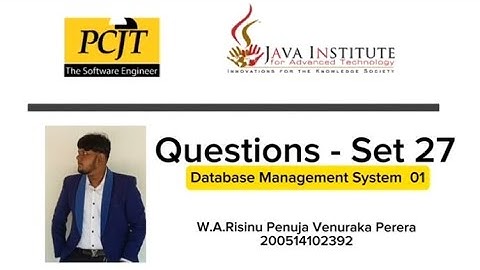 Question Set 27 | Database Management System | Java Institute