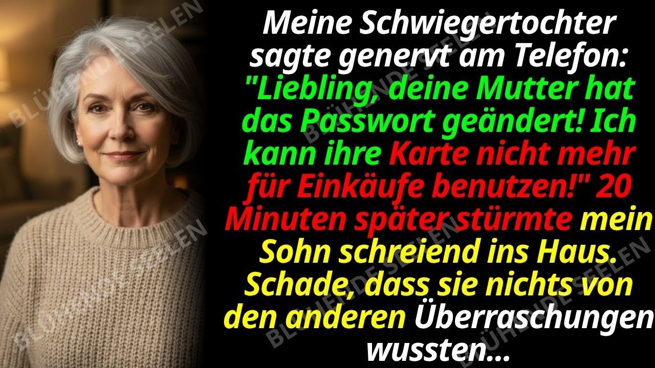Es begann mit einem harmlosen Anruf: Meine Schwiegertochter stand wütend im Supermarkt, weil ich „ihre“ Karte gesperrt hatte. Zwanzig Minuten später brüllte mein eigener Sohn mich in meinem...