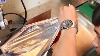 package film installation for  flow packing machine