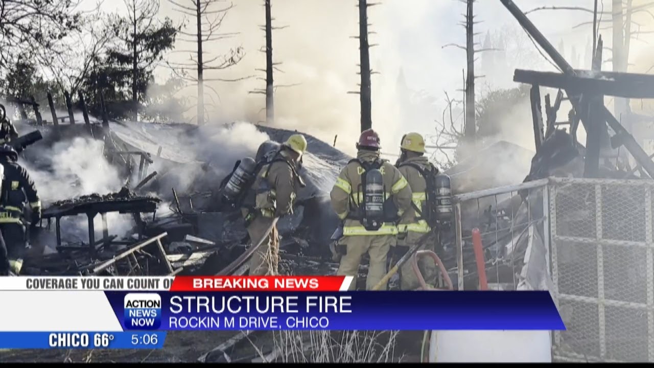 Firefighters contain structure and RV fire in Chico Wednesday - YouTube