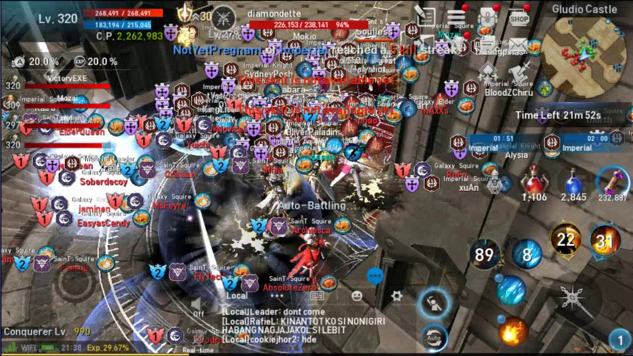 Lineage 2 Revolution Castle Siege - 1v3 [Imperial] vs [PHAlliance, Saint, Galaxy]