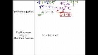5.5 Day 3 Finding Complex Zeros of Quadratic Functions