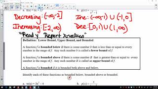 Increase, Decrease, Boundedness, Local and Absolute Extrema
