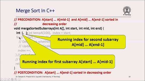CS101x S427 Merge Sort in C++ and Its Analysis IIT Bombay Hindi