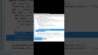 Java Program for Selection Sort #shorts