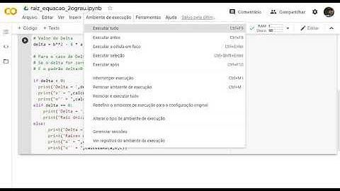 Solução de equação do 2o grau com Python