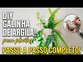 Decoração Criativa para Jardim com Galinha de Argila"