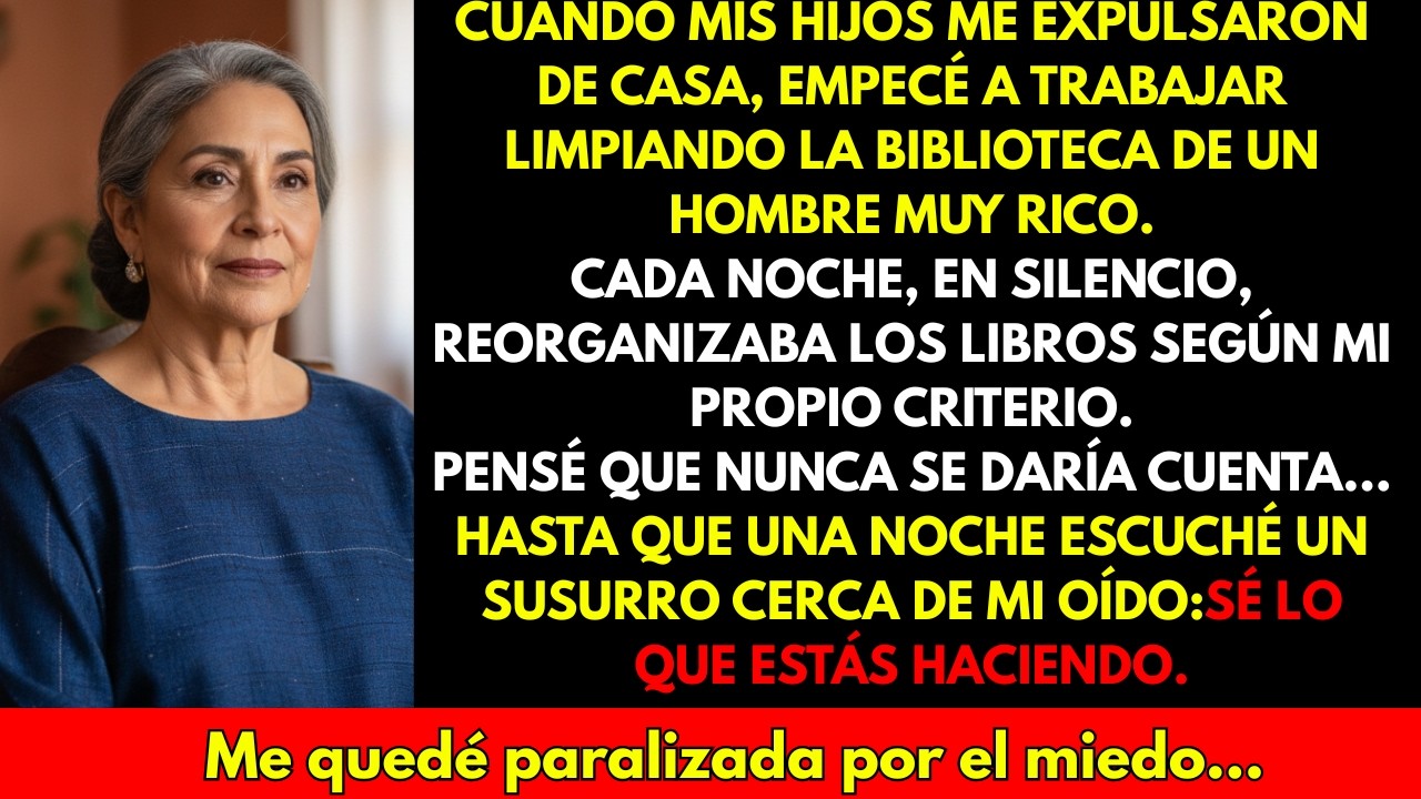 Después de que mis hijos me echaron de casa, trabajé limpiando la biblioteca de un billonario...