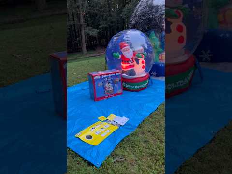 2005 Gemmy Airblown Inflatable 4ft Christmas Santa And Snowman Snow Globe