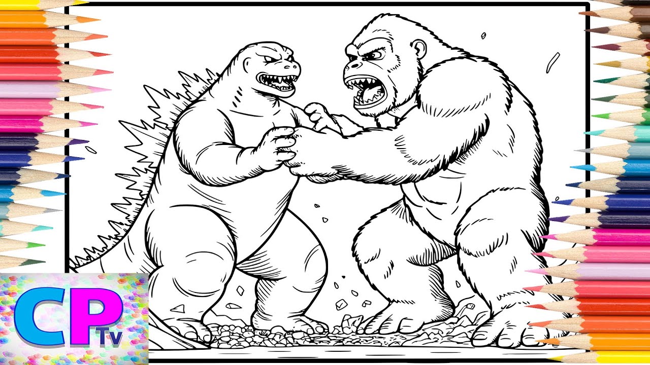 Godzilla vs Kong/Duel of Two Giants/Kong Fights Godzilla/Creative Video/Coloring Activity/Relaxing