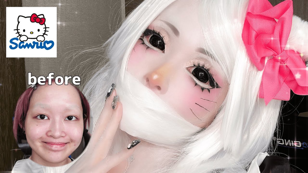 キティがモンスターに😂⁉️海外でバズってたハロウィンメイクが可愛すぎたのでやってみた！【サンリオ×モンスターハイ】