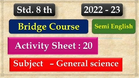8th Class Science Bridge Course Activity 20 Semi English | Setu abhyaskram 8th class science day 20