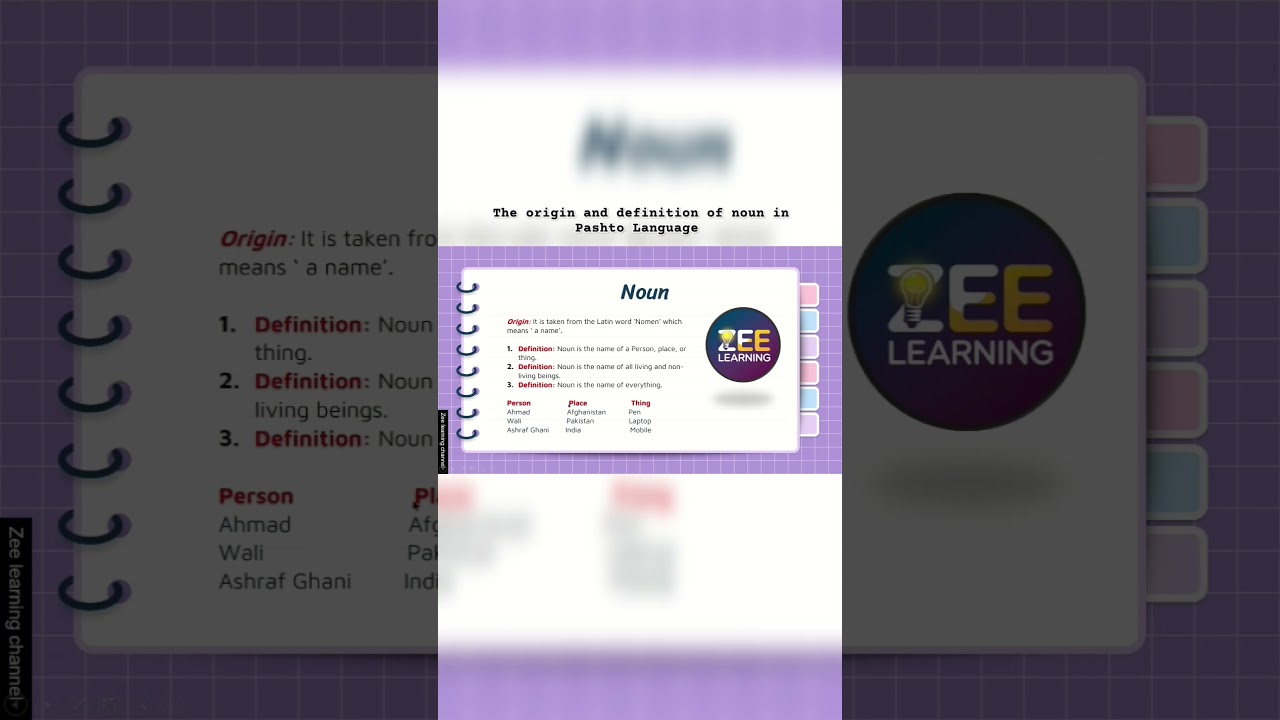 The origin and definition of Noun in Pashto Language!!!   