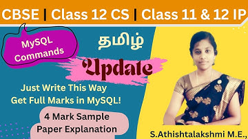 MYSQL Commands (Part - 9) | 4 Mark Question | Update Clause  | Class 11 & 12 | CS | IP |CBSE