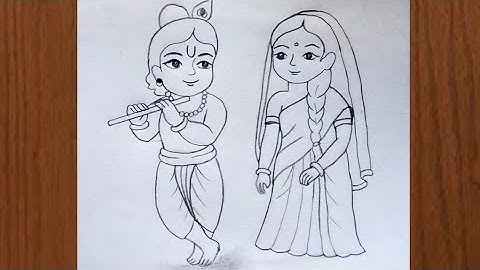 Radha and Krishna Simple Pencil Outline Drawing step by step|Radha Krishna drawing|cute radhakrishna