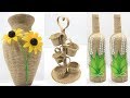 5 Flower vase decoration ideas with jute | Home decoration ideas handmade