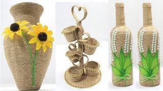 5 Flower vase decoration ideas with jute | Home decoration ideas handmade