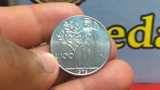 Monedas antiguas..50 y 100 liras.... Monedas de .... Italia....