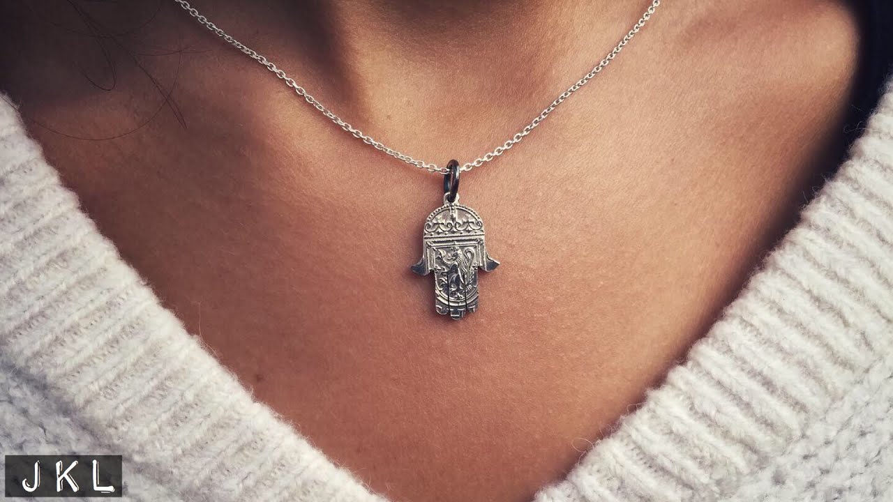 925 Silver Coin Cutting Necklace | Hand of Hamsa
