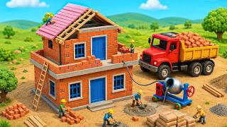 Tons Of Bricks Arrive! Diy Mini Truck Builds An Incredible 2 Story House  Science Project