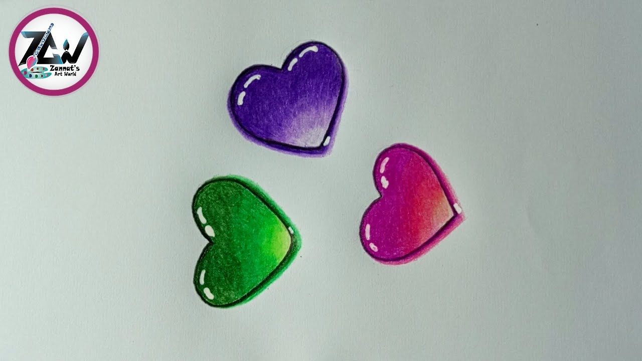How to draw 3d heart ️ Easy drawing - YouTube