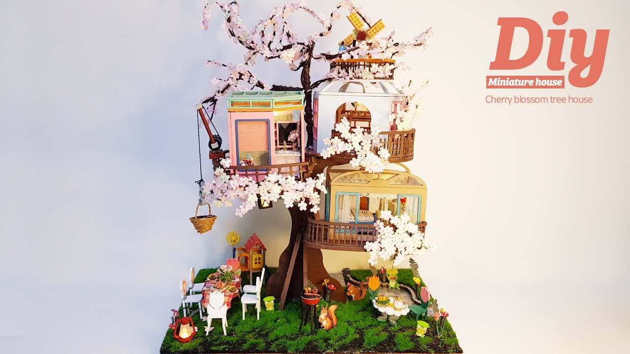 DIY Miniature dollhouse kitㅣCherry blossom tree houseㅣ벚꽃나무집ㅣ미니어처하우스ㅣ박소소