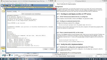 CCNA2 9.2.3.3 Packet Tracer Configuring an ACL on VTY Lines